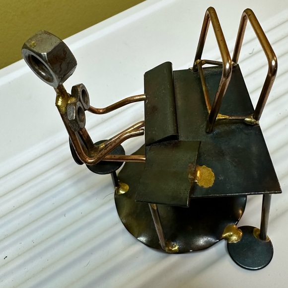 Vintage Rock Creek Metal  Craft Woman Sitting At Desk - Picture 3 of 6